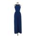 Amanda Uprichard Cocktail Dress - Maxi High Neck Sleeveless: Blue Dresses - Women's Size Large