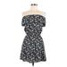 Tea n Rose Casual Dress - Party Off The Shoulder Sleeveless: Black Floral Dresses - Women's Size Medium