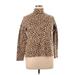 Croft & Barrow Turtleneck Sweater: Brown Leopard Print Tops - Women's Size X-Large