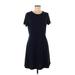 Gap Casual Dress - Fit & Flare Crew Neck Short sleeves: Blue Solid Dresses - Women's Size Medium