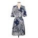 Tahari Casual Dress - Shirtdress: Blue Paisley Dresses - Women's Size Medium