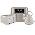 Tower Cavaletto Kitchen Set, 1.7L Rapid Boil Kettle and 4 Slice Toaster and 8.5L Dual Basket Air Fryer, Latte and Chrome Accents T10044MSH, T20051MSH, T17137MSH