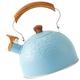 Whistle Kettle Coffee Boiler Camping teapot Tea pots for Stove top Whistling Kettle Water Boiler Stove top Milk Frother Boiling teapot Loud Wood Make Tea Milk Boil teapot (Blue 19X