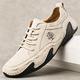 IJNHYTG Sandal Men Casual Shoes Leather Fashion Men Sneakers Handmade Breathable Mens Boat Shoes Plus Size 38-48 (Color : Beige, Size : 8)