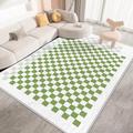 Tzvpsu Rugs dining room rugs,Cream grey green chequered designWashable and anti-slip,kids rugs for bedrooms soft rug,140x200cm