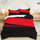 ZLJBB Duvet Cover Double Red And Black Geometric Pattern Microfiber Double Duvet Cover Set, 3 Pieces Comforter Cover Soft Brushed with Zipper Closure 200x200 cm and 2 Pillowcases 50x75 cm