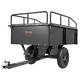 VEVOR Heavy Duty ATV Steel Dump Cart, 750-Pound 15 Cubic Feet, Garden Utility Trailer with Removable Sides for Riding Lawn Mower Tractor, Black, 750lbs-15cu.ft