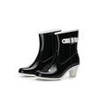 IJNHYTG rubbers Women's Rain Boots Ladies Winter Boots Punk Style Mid Snow Boots Women's Non-Slip Rain Boots High Heel Water Shoes (Color : Schwarz, Size : 6.5 UK)