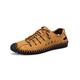 IJNHYTG Sandal Men's Sandals，Comfortable Soft Sole Outdoor Casual Leather Shoes, Low Cut Hollow Sandals, Lace-up Handmade Shoes，Size 38-48 (Color : Brown, Size : 7)