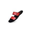 IJNHYTG Sandal Summer Shoes Men Sandals Slip-on Leather Beach Mens Slippers Platform Black Male Sandals Rubber Shoes (Color : Red, Size : 8)