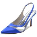 Minishion Dress Shoes for Wedding Guest Women Slingback Evening Dress Pumps BR007 Royal Blue UK 7