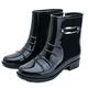 IJNHYTG rubbers Black Rubber Rain Boots Women wellies Gumboots Vamp Rubber Sole Galoshes Gumboots Rainboots Women Round Toe Slip-On (Size : 6.5 UK)