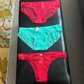 Victoria's Secret Intimates & Sleepwear | New With Tags 3 Pair Victoria’s Secret Sheer Lace Sexy Bikini/Itsy Panties Large | Color: Green/Red | Size: L