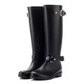 IJNHYTG rubbers Waterproof Motorcycle Rain Boots Women Knee-High Back Zip Rainboots Woman Water Shoes Wellies Plus Size (Color : Black Zipper, Size : 5.5 UK)