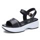 IJNHYTG sandal Summer Women's Sandals Black Flat Sandals Ladies Wedge Sandals Beach Ladies Flat Sandals (Color : Black, Size : 4)