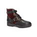 Burberry Shoes | Burberry Utterback Black Burgundy Leather Suede Ankle Bootie 36 New Gold Buckle | Color: Black/Red | Size: 6