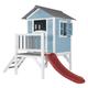 AXI Beach Lodge XL Playhouse Blue with red slide | Playhouse, Playhouse for Kids Outdoor with veranda made of FSC wood | Small garden play equipment