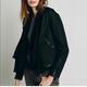 Free People Jackets & Coats | Free People Drape Front Coated Denim Moto Mixed Media Jacket Size 6 | Color: Black | Size: 6