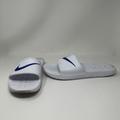 Nike Shoes | Nike Men's White Blue Just Do It Logo Waterproof Open Toe Slides Sandals Shoes | Color: Blue/White | Size: 15