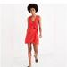 Madewell Dresses | Madewell Texture & Thread Wrap Dress Saffron Red Crosshatch Side Tie Size Xs | Color: Red | Size: Xs