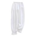 ORDOBO Women'S Pajama Bottoms - Japanese Style Spring Summer Cotton Solid Color Ruffled Wide Leg Pantss High Waist Solid Color Large Size Homewear,White,Xl