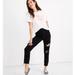 Madewell Jeans | Madewell Women's The Momjean In Raney Wash: Knee-Rip Edition Size 37 In Black | Color: Black | Size: 37