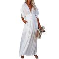 WLLDDDIU Women's long Cardigan Lightweight Ruffle sleeves Beach Dress Elegant Lace up buttons See Through beachwear Kimono Cardigan Bolero Shrugs coat Evening Bikini Cover Up,White,3XL