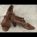 Nine West Shoes | Nine West Heeled Leather Sandals With Back Zip. Euc | Color: Tan | Size: 5.5