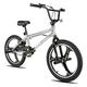 Hiland 20 Inch 3 Spoke Kids BMX Bike for Boys Girls Ages 7-13, 360 Degree Rotor Freestyle, 4 Pegs Single Speed Kid’s BMX Bicycle, Silver