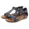 Sandale LASCANA "Sommerschuh", Damen, Gr. 36, blau, Obermaterial: 50% Lederimitat, 50% Textilmaterial. Futter: 100% Lederimitat. Decksohle: 100% Lederimitat. Laufsohle: 100% Synthetik, mehrfarbig, bedruckt, casual, Schuhe, Sandalette, Sommerschuh...
