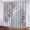 2 Panels Modern Curtains Eyelet 65 Inch Drop, 3D White Pearl Flower Print Blackout Curtains Curtains For Living Room Bedroom, Kids Thermal Insulated Drapes Ring Top Nursery Decoration