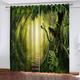 Blackout Curtains For Bedroom - 3D Green Woods Nature Landscape Printed Thermal Curtains For Living Room Eyelet 83 Inch Drop, Ultra Soft Microfiber Thermal Drapes For Nursery, 2 Panels Window Treatmen