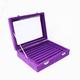 IJNHYTG Box Velvet Ring Display Box Earring Organizer Jewelry Tray Cufflink Storage Show case with Clear Glass lid (Color : Purple)