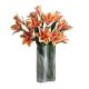 guiling-1986 Artificial Flower Lilies Simulation Bouquet High-grade Wet Feeling Fake Flower Ornaments Light Luxury Indoor Decoration Artificial Flower Bouquet Fake Flower Bouquet (Color : Orange)