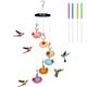 Charming Glass Wind Chimes Hummingbird Feeders Hanging Hand Blown Glass Feeder with 4 Brushes,High Gloss Wild Bird Feeders,Perfect Garden Decor for Outside