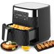 Air Fryer 5. 5L 1700W Air Fryers Oven LED Digital Touchscreen 360° Cycle Heating Nonstick Basket Replace Deep Fryer (Color : White Size : 5.5L) (Black 5.5L)