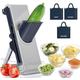 Chopper Vegetable Cutter, for Potatoes,Vegetable,Meat,Onions Meat Cutter with Container, Kitchen Chopping Artifact Free Shipping with Container, Thickness Adjuster Multi Blades,Blue