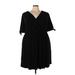 Lane Bryant Casual Dress - Wrap: Black Solid Dresses - Women's Size 22 Plus