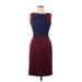 Karen Millen Casual Dress - Midi Crew Neck Sleeveless: Burgundy Color Block Dresses - Women's Size 6
