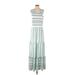 Lands' End Casual Dress - Maxi: Blue Stripes Dresses - Women's Size Small