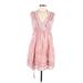 DKNY Jeans Casual Dress: Pink Hearts Dresses - Women's Size Medium Petite