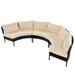 Rattan Modular Sectional Sofa(Set of 3) Patio Curved Conversation Sofa Back Cushions Couch All Weather Outdoor Conversation Set