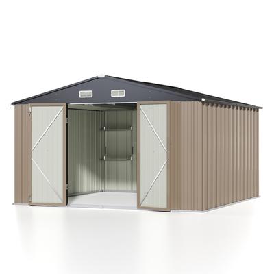 Patiowell 10 Ft. x 8 Ft. / 10 Ft. Metal Outdoor Storage Shed with Goods Shelf