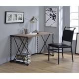 Industrial and Contemporary Jodie Rectangular Desk, Rustic Oak & Black Finish Desk, with Metal Chain Frame Design