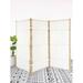 Handcrafted Bamboo Folding 3-Panel Room Divider Privacy Screen, Ecru Fabric