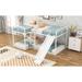 Versatile Full over Twin Size L-Shaped Bunk Bed with Slide, Short Ladder, and Study Space - White/Black Metal Frame