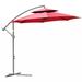 9' 2-Tier Cantilever Umbrella with Crank Handle, Cross Base and 8 Ribs, Garden Patio Offset Umbrella