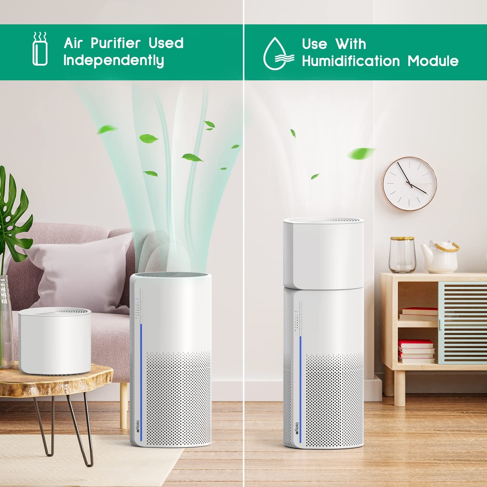 Air Purifier with Humidifier, 3 Stage Filters for Pets Hair Smoker Odors, Evaporative Humidifier, Auto Shut Off, Air Cleaner