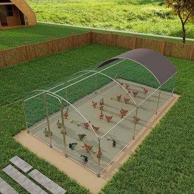 Large Metal Chicken Coop with Run, Walkin Chicken Coop with Waterproof Cover