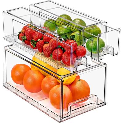 Sorbus Fridge Drawers Clear Stackable Pull-Out Refrigerator Food Kitchen Freezer - 1 Large, 2 Small Stackable Bins (3 Pack)